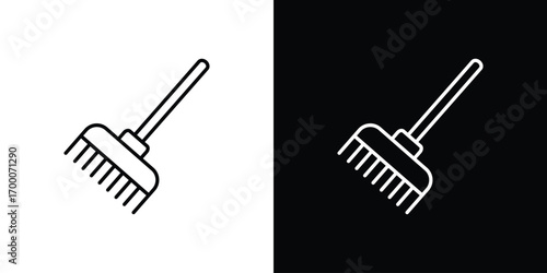 Broom icon pictogram on White Background Editable Stroke.