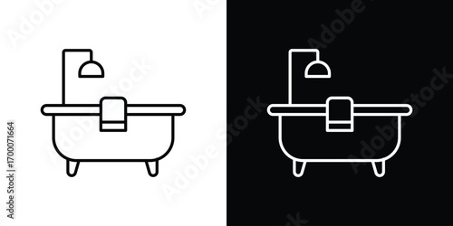 Bathroom icon pictogram on White Background Editable Stroke.