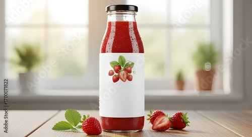 Fresh Strawberry Juice bottle mockup
