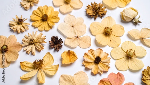Dried flowers arranged on white (1)