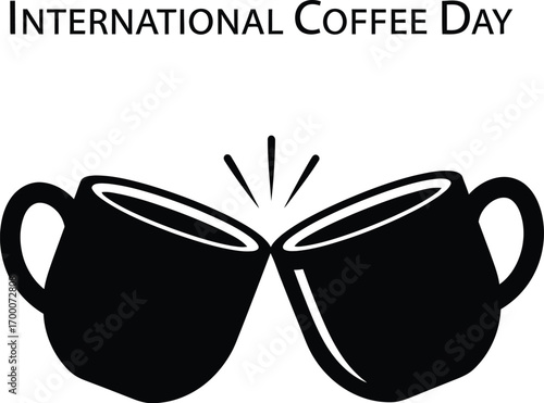 Illustration of two coffee cups toasting for international coffee day