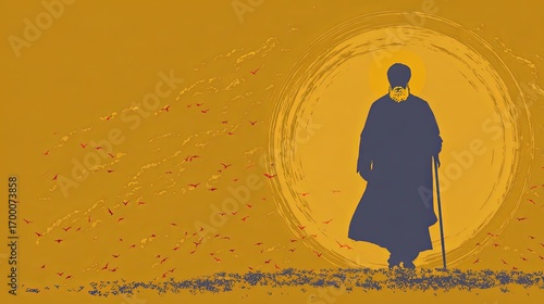 Guru Nanak Jayanti Flat Illustration with Halo