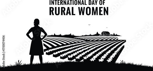 Silhouette of a woman standing in a field for international day of rural women