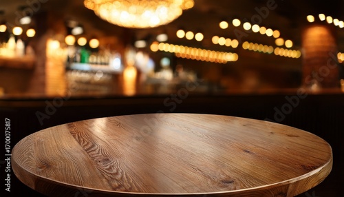 empty round table in dimly lit bar