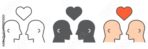 Gay couple icon, lgbt and heart, same-sex couple sign vector graphics, editable stroke linear icon, eps 10.
