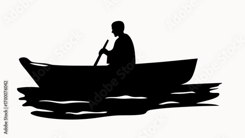Man Rowing Boat Vector