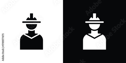 Worker icon silhouette vector illustration isolated flat style