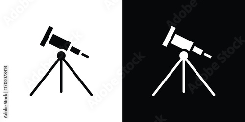 Telescope icon silhouette vector illustration isolated flat style