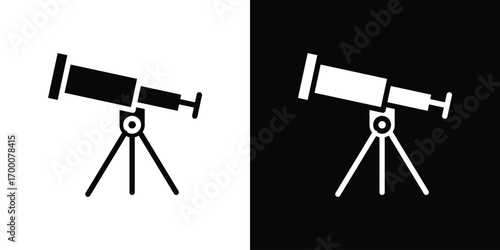 Telescope icon silhouette vector illustration isolated flat style