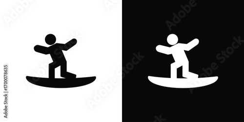 Surfer icon silhouette vector illustration isolated flat style