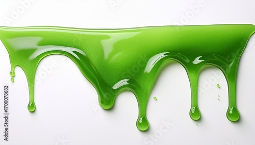 green slime drip isolated on white background