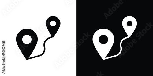 Route icon silhouette vector illustration isolated flat style