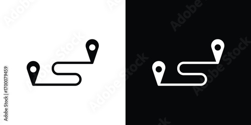 Route icon silhouette vector illustration isolated flat style