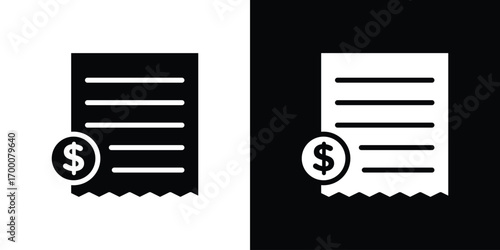 Receipt icon silhouette vector illustration isolated flat style