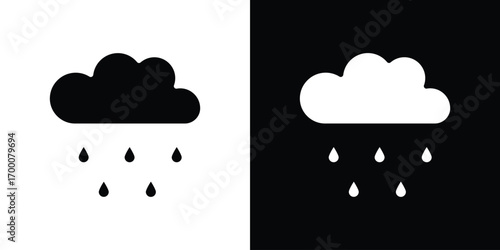Rain icon silhouette vector illustration isolated flat style