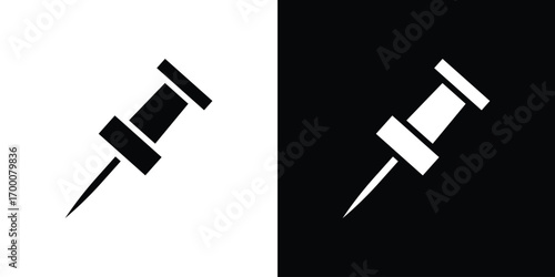 Push pin icon silhouette vector illustration isolated flat style