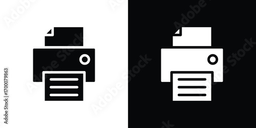 Print button icon silhouette vector illustration isolated flat style