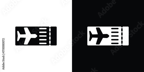 Plane Ticket icon silhouette vector illustration isolated flat style