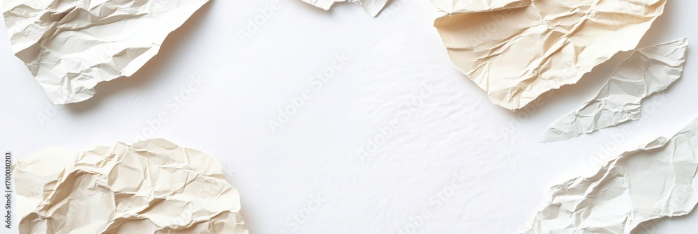 Obraz premium Off White and Beige Torn Scraps Background Composition Design Element with Aged Textured Material