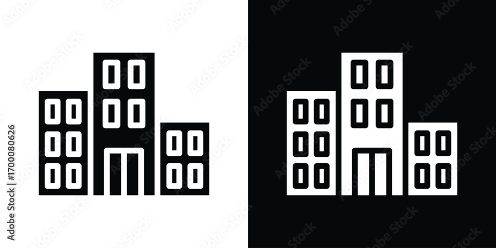 Obraz premium Office buildings icon silhouette vector illustration isolated flat style