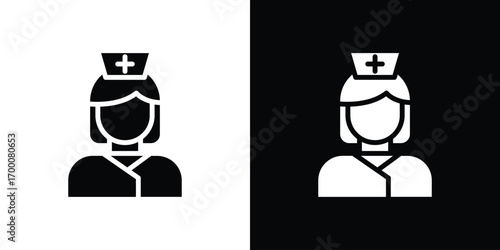 Nurse icon silhouette vector illustration isolated flat style