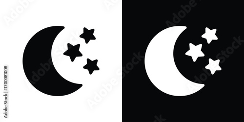 Moon stars icon silhouette vector illustration isolated flat style