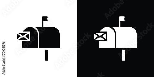 Mailbox icon silhouette vector illustration isolated flat style