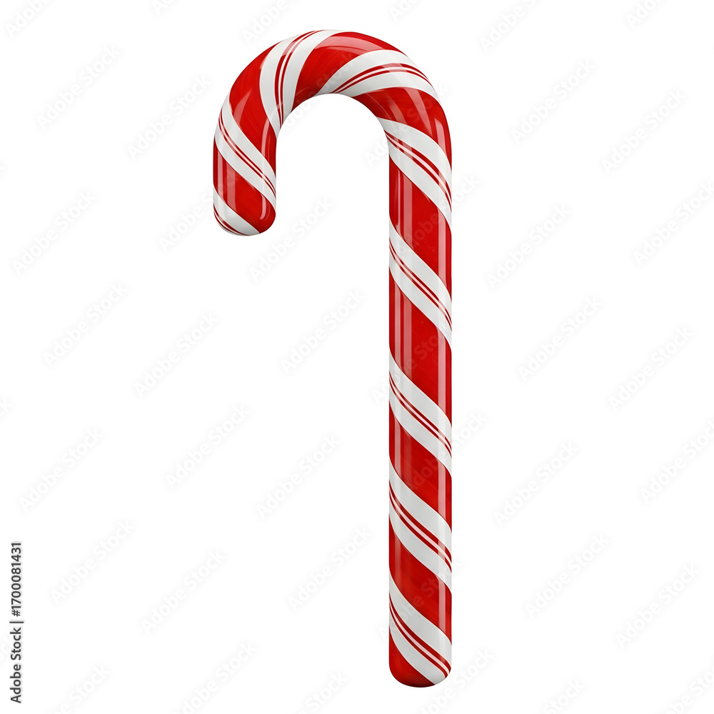Obraz premium Red and white striped candy cane isolated on white background for christmas