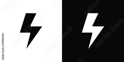 Lightning bolt icon silhouette vector illustration isolated flat style