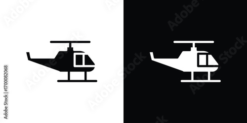 Helicopter icon silhouette vector illustration isolated flat style
