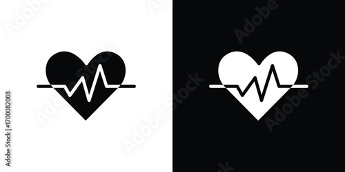 Heartbeat icon silhouette vector illustration isolated flat style