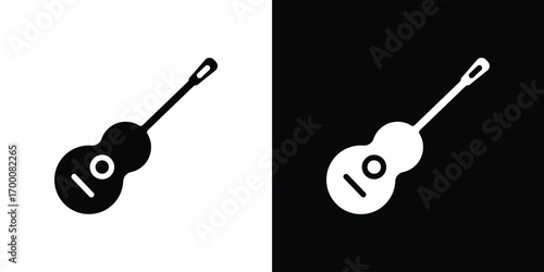 Guitar icon silhouette vector illustration isolated flat style