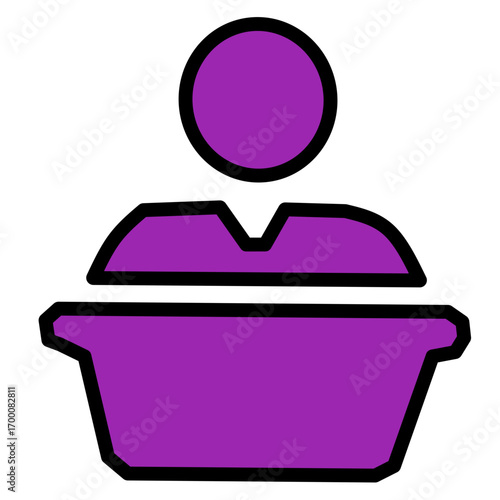 Purple Judge on Bench Icon - Court Trial Symbol
