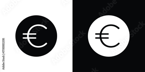 Euro icon silhouette vector illustration isolated flat style