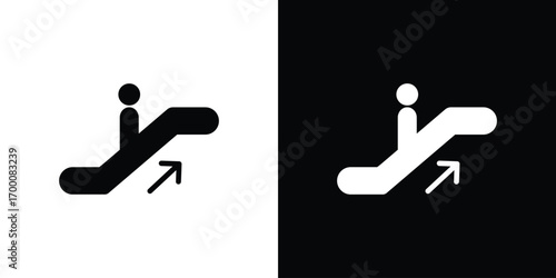 Escalator icon silhouette vector illustration isolated flat style