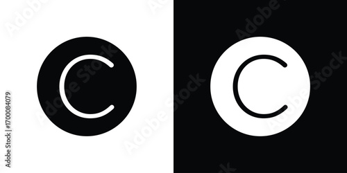 Copyright icon silhouette vector illustration isolated flat style