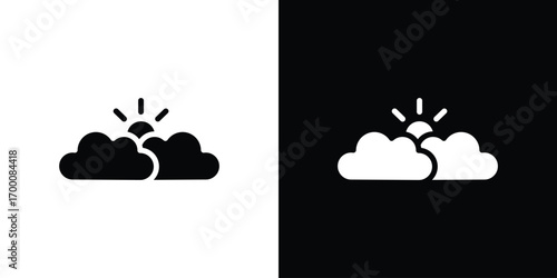 Cloudy Day icon silhouette vector illustration isolated flat style