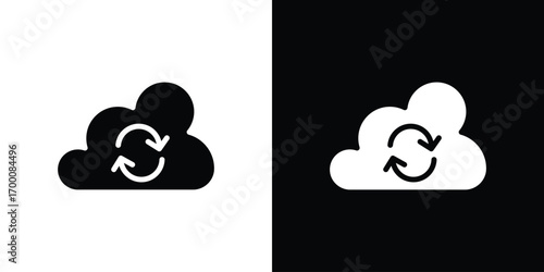 Cloud sync icon silhouette vector illustration isolated flat style