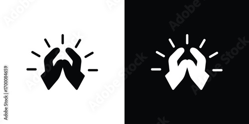 Clap icon silhouette vector illustration isolated flat style