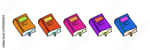 Hand drawn colorful book set.