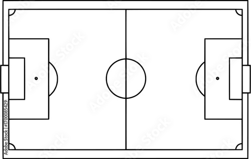 Soccer field line icon representing a sports ground layout for game strategy or match planning