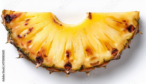 grilled pinapple slice isolated white background flat lay