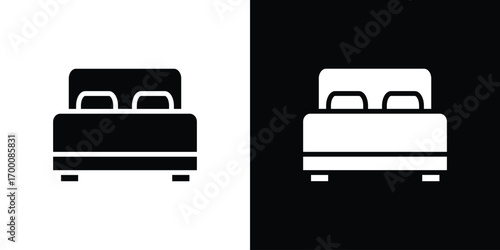 Bed icon silhouette vector illustration isolated flat style