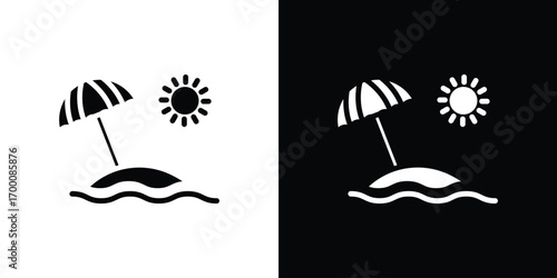 Beach icon silhouette vector illustration isolated flat style