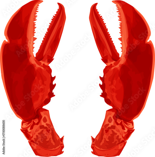 Detailed crayfish claw close-up in isolated vector style, ideal for restaurant branding and menu design.