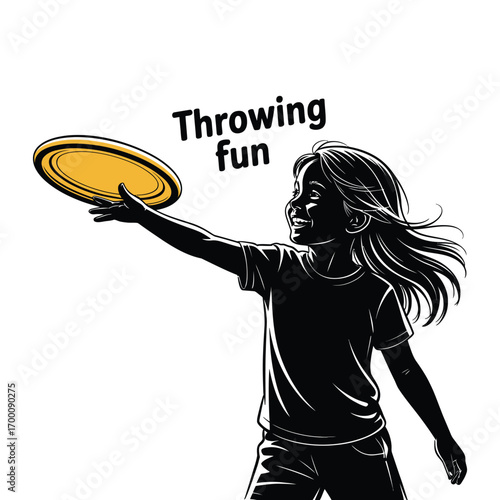 Girl Having Fun Throwing a Frisbee on a Sunny Day