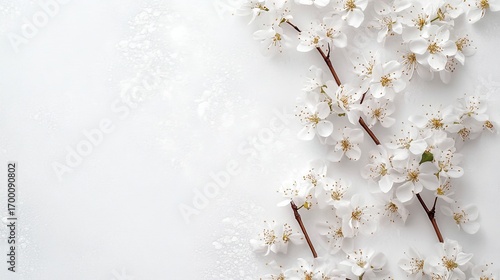 Elegant Blossoms and Gentle Petals on a White Backdrop A Floral Symphony of Beauty and Serenity