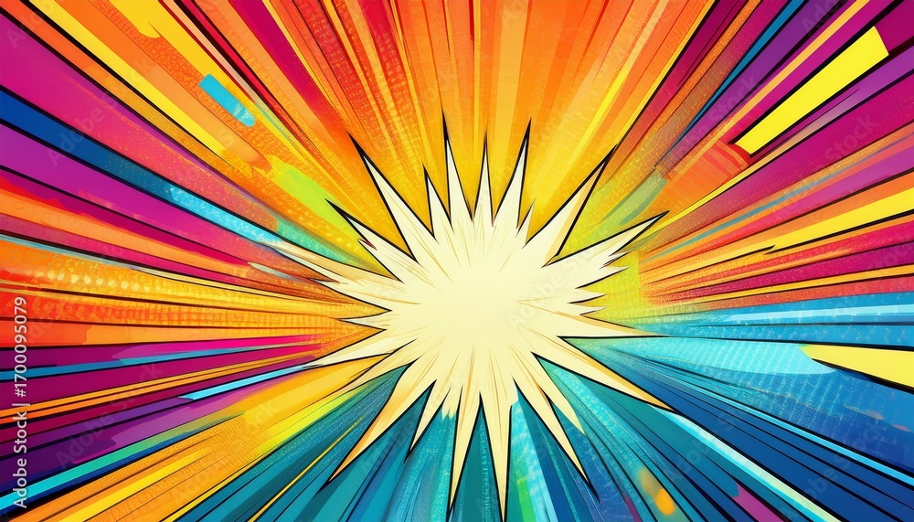 Fototapeta premium colorful comic style background with dynamic burst patterns