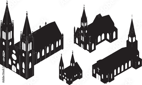 Church Collection Vector Illustration with Various Styles and Shapes
