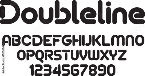 Rounded Font Vector Illustration with Bold Letters and Numbers for Creative Use